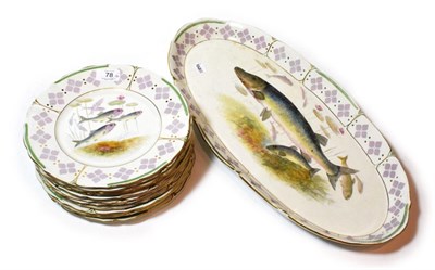 Lot 78 - A Bonn Franzant Mehlem fish platter and twelve fish pattern plates