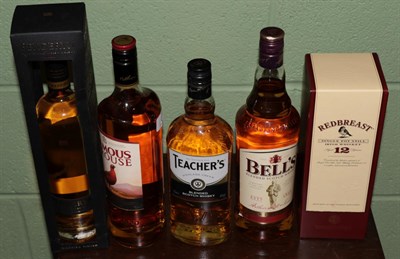 Lot 89 - Red Breast 12 year old single pot still Irish whiskey (70cl, 40%), Penderyn single malt Welsh...