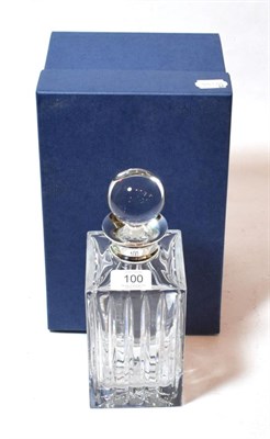 Lot 100 - An Elizabeth II silver-mounted glass decanter, by Carrs, Sheffield, 2010, the square section...