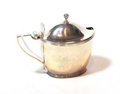 Lot 105 - A George III silver mustard-pot, by John Emes, London, 1802, tapering oval and with reeded...