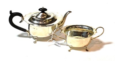 Lot 114 - A George V silver teapot and sugar-bowl, maker's mark probably BBS, Birmingham, 1922, each oval and