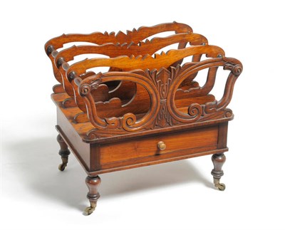 Lot 1206 - A William IV Rosewood Four-Division Canterbury, mid 19th century, the C scroll flower carved...