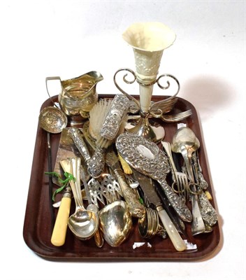 Lot 149 - A collection of silver and silver-plate including: a George III silver cream-jug; a King's...