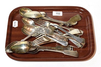 Lot 152 - A quantity of silver flatware and spoons, 18th century to 20th century, various makers and...
