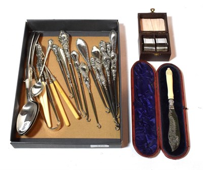 Lot 175 - A group of silver and silver plate including: two George III silver basting-spoons, 1791 and...