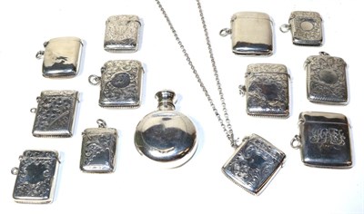 Lot 189 - Twelve various silver vesta cases and a scent bottle