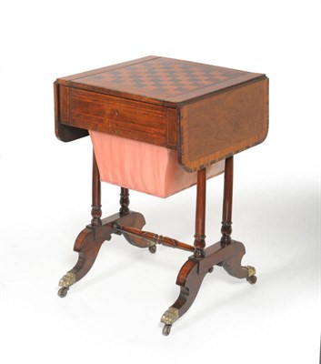 Lot 1212 - A Regency Rosewood, Satinwood and Calamander Crossbanded Games Top Sewing Table, 2nd quarter...