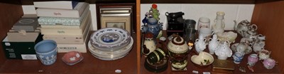 Lot 206 - Wedgwood, collectors plates, teasets etc (two shelves)