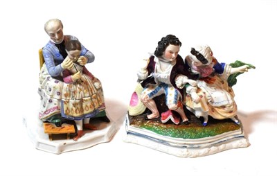 Lot 220 - A late 19th century Dresden porcelain figural inkwell, 16cm high, ex-Henry Horne collection; with a