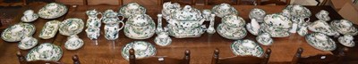 Lot 237 - An extensive Mason's Chartreuse pattern dinner service, to include place settings for ten with...