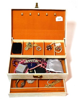 Lot 247 - A selection of costume jewellery including necklaces, bracelets brooches etc (contained within...