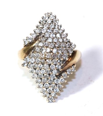 Lot 257 - A 9 carat gold diamond-shaped diamond cluster ring, finger size Q1/2