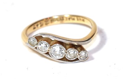 Lot 259 - A diamond five stone twist ring, stamped 'FINE PLAT' '18CT', finger size M