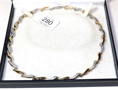 Lot 280 - A two-colour colourless stone set necklace, length 43.5cm