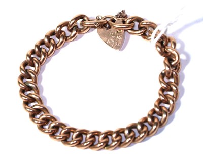 Lot 293 - A curb link bracelet with padlock clasp stamped '9C', length 20cm