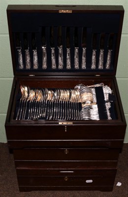 Lot 300 - Silver-plated Kings pattern flatware for twenty-four place settings, housed in two canteens and...