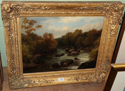 Lot 335 - British School (19th century) A fisherman amongst the rocks, oil on board, 37cm by 49cm