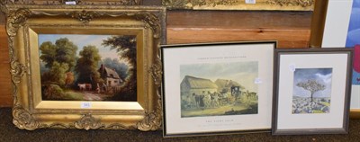 Lot 343 - Joseph Mellor (1827-1888) The flirting cattle herder, signed, oil on canvas, 24.5cm by 34.5cm;...