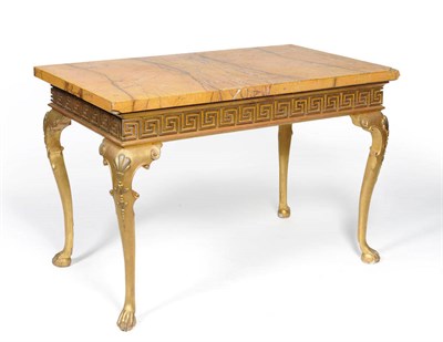 Lot 1226 - A 19th Century Gilt Centre Table, the Siena Brocatelle veneered  marble top above a later Greek key