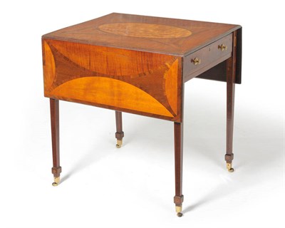 Lot 1227 - A Mahogany, Satinwood, Rosewood and Kingwood Specimen Wood Pembroke Table, late 19th century,...