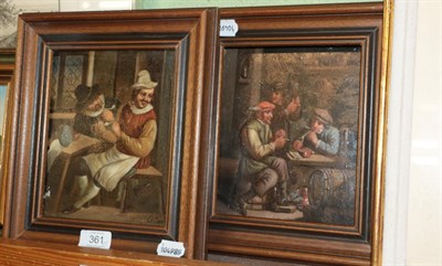 Lot 361 - Follower of Van Ostade, A pair of Dutch tavern scenes on copper (2)