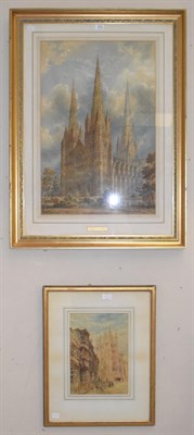 Lot 373 - H Gribble (19th Century) Lichfield Cathedral, signed and dated 1817, watercolour; together with...