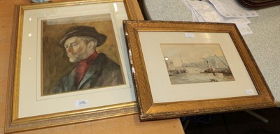 Lot 378 - Attributed to Albert George Stevens, portrait of James Ulric Walmsley, watercolour; together with a