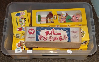 Lot 390 - Assorted Pelham puppets in original boxes: Hansel; Minnie Mouse; Gretal; Donald Duck; Horse; Bengo