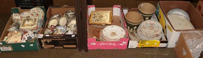 Lot 396 - Five boxes of 19th century and later dinner and tea wares; a pair of Copeland Spode planters etc