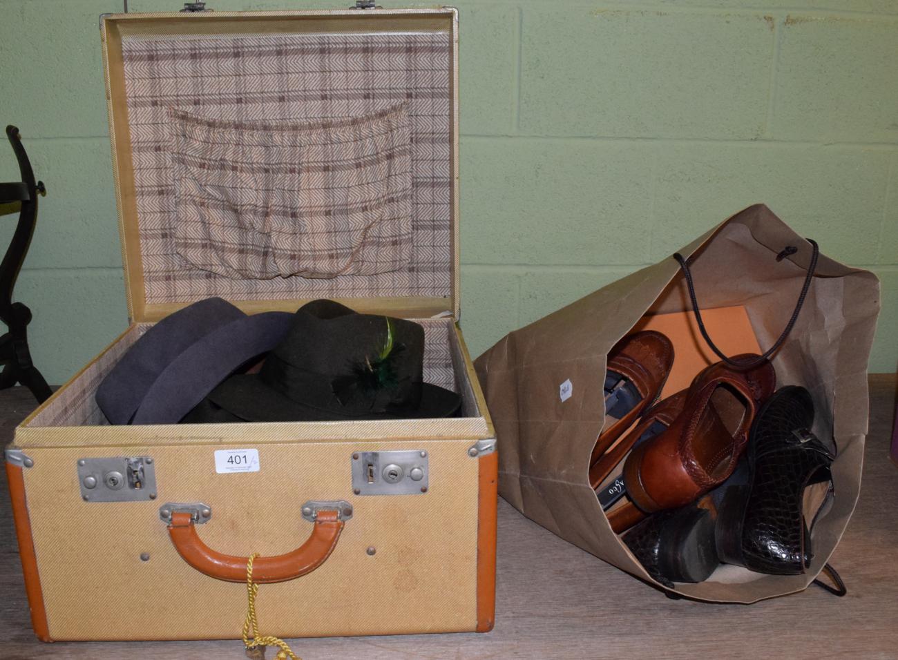 Lot 401 - Mens Fashion comprising; Jourdan crocodile shoes; three other pairs of shoes; green cashmere jacket