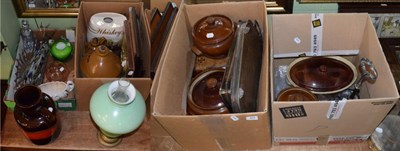 Lot 404 - A quantity of older decorative items, including stoneware ginger beer jars and cooking pots; whisky