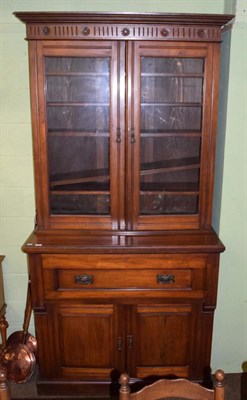 Lot 415 - A walnut secretaire bookcase, circa 1900, 121cm wide