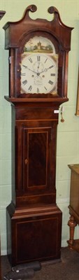 Lot 419 - A mahogany eight day longcase clock, the arch painted dial signed S.Polak, Pontypool, early...