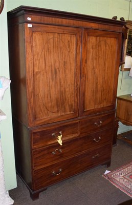 Lot 420 - A George III mahogany linen press, 130cm wide