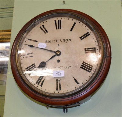 Lot 422 - A 19th century drop dial wall clock with painted dial Smith & Son