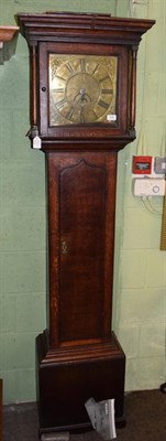 Lot 426 - An oak thirty hour longcase clock, single hand, brass dial signed Redshaw, Newcastle, 18th century