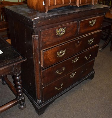 Lot 465 - An 18th century oak and pine lined five drawer chest with later top