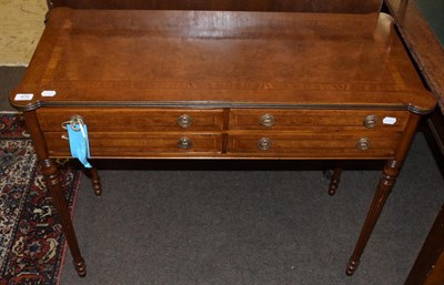 Lot 475 - A reproduction burr walnut and oak lined four drawer chest, 97cm wide