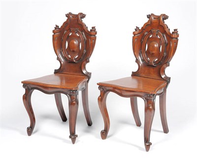 Lot 1239 - A Pair of Victorian Mahogany Hall Chairs, attributed to W Smee & Sons, circa 1850, the...