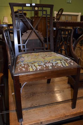 Lot 512 - A George III Chinese Chippendale style open armchair, with drop in seat, 61cm wide