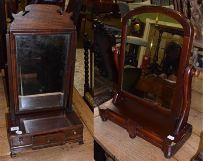 Lot 520 - An 18th century mahogany toilet mirror, the base with three drawers; and a Victorian style dressing