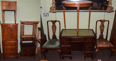 Lot 540 - A small cocktail cabinet; a pair of Queen Anne style chairs; a nest of three yew tables; demi...