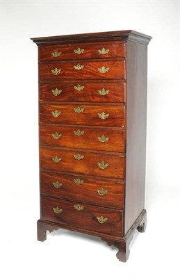 Lot 1246 - A George III Mahogany Chest, 3rd quarter 18th century, the cavetto cornice above eight long...