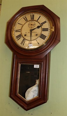 Lot 559 - R Murray, mahogany drop pendulum clock, with weights, keys and pendulum; together with a...