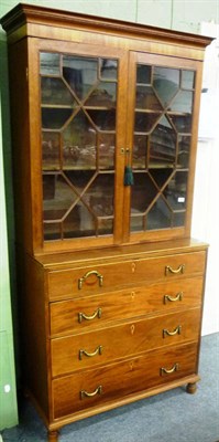 Lot 1247 - A Late George III Mahogany and Boxwood Straight Front Chest, circa 1800, with four long...