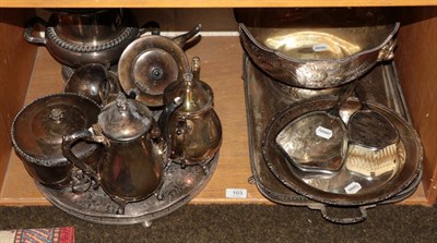 Lot 103 - A mixed lot of silver-plate including tea and coffee wares; a wine cooler; and a punch bowl