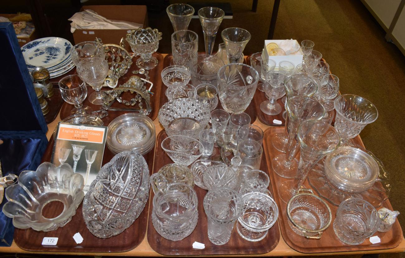 Lot 172 - A pair of early 20th century cut glass wall lights, and an extensive collection of glassware...