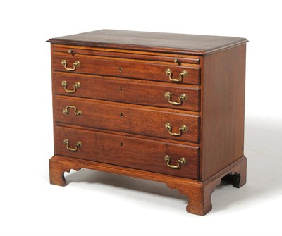 Lot 1249 - A George III Mahogany Straight Front Chest, circa 1800, the crossbanded moulded top above a pullout