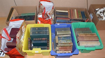 Lot 573 - A quantity of books including leather bound antiquarian in five boxes and two bags