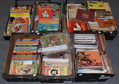 Lot 583 - A large quantity of children's annuals including the Beano; the Dandy; Giles etc (seven boxes)